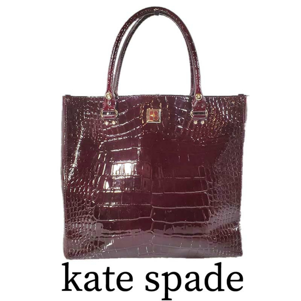 Kate Spade Oxblood Leather Croc Embossed Tote